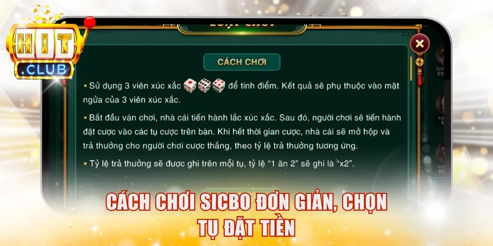 Cách chơi sicbo đơn giản, chọn tụ đặt tiền